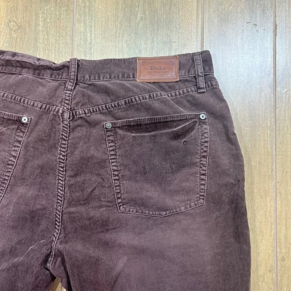 Polo Ralph Lauren Dungarees Mens Corduroy Straight Leg Pants Brown 38x32 vintage